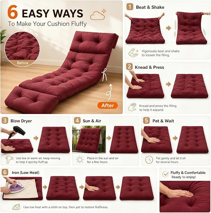 Chaise Lounge Cushion Outdoor, Waterproof Thick Patio Lounge Chair Cushion - Image 7