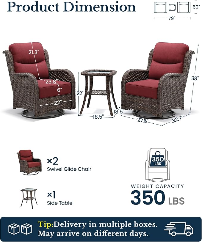 HILLGA 3-Piece Luxury Patio Furniture Set - Image 2
