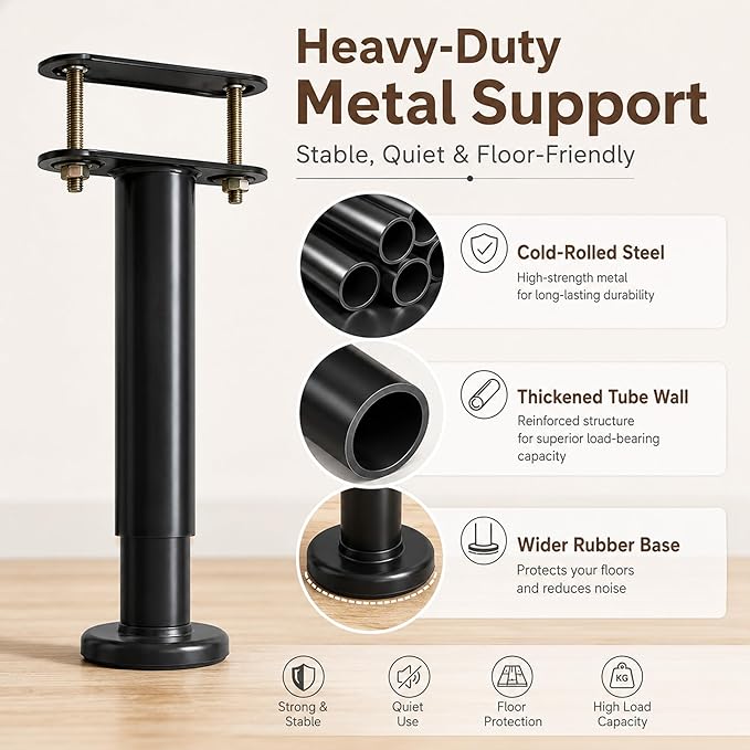 6Pcs Bed Frame Support Leg, Adjustable 14" to 23.6", Increase Under-Bed Storage - Image 6