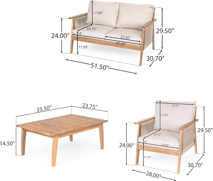 Christopher Knight Home Lorna 4-Seater Patio Furniture Set - Image 5