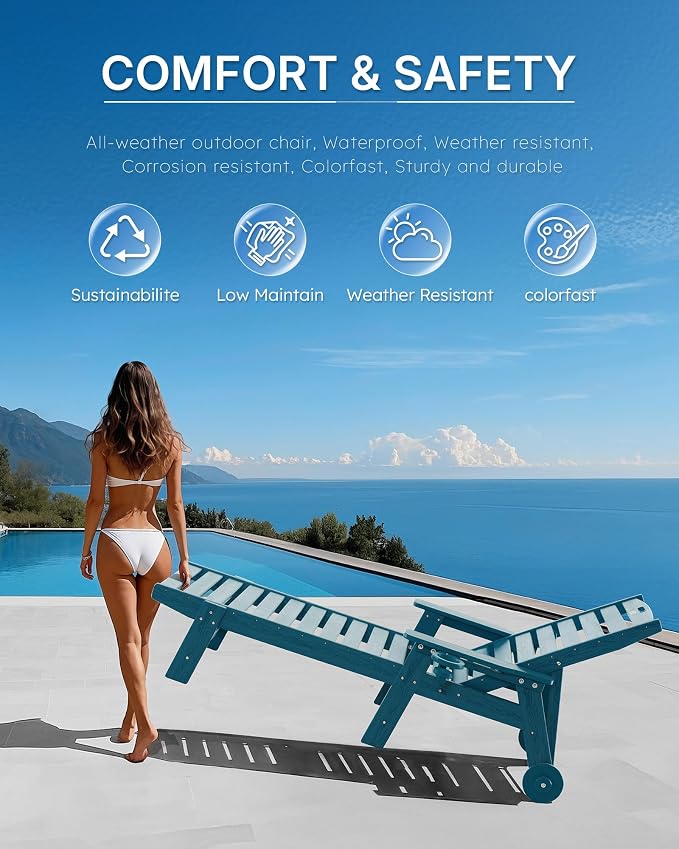 Patio Chaise Lounge Chair Set of 4, Oversize Lounge Chairs - Image 7