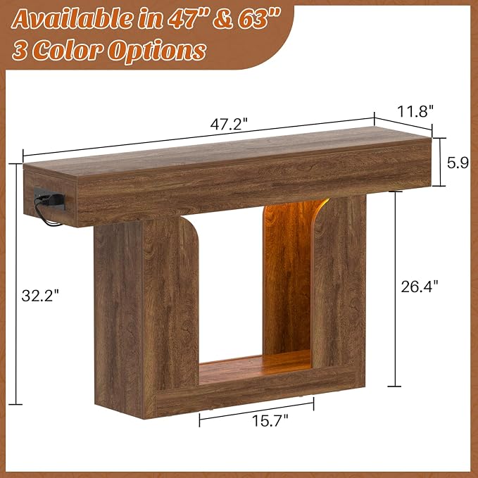 Homieasy Console Table, Farmhouse Wooden Sofa Table Behind Couch, Narrow - Image 2