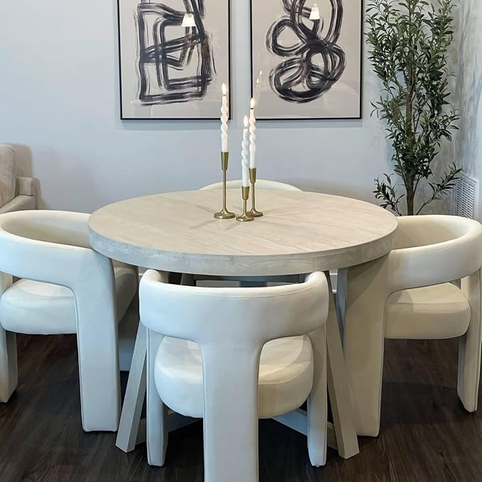 VESCASA Linen Barrel Dining Chair - Image 3