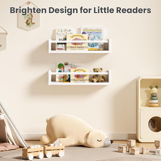 upsimples 2 Pack Nursery Book Shelves, 15.7 Inch Floating Bookshelves - Image 7