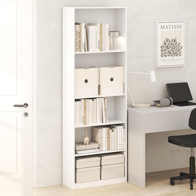 Furinno Jaya Book Shelf, 5-Tier Tall Book Shelf, Bookcase - Image 2