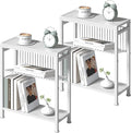 End Table Set of 2 for Small Space, 3-Tier Narrow Side Table by HOME