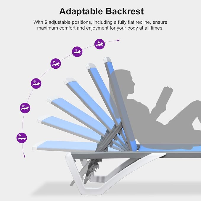 PURPLE LEAF Patio Chaise Lounge Chair Outside Aluminum Plastic Stackable - Image 9