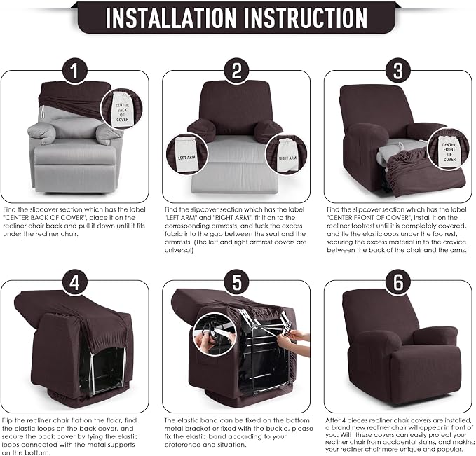 TAOCOCO Oversized Recliner Chair Covers, 1 Seater Streach Recliner Covers Soft - Image 6