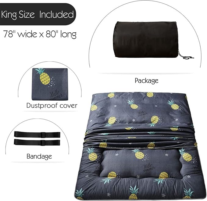 MAXYOYO Grey Pineapple Japanese Floor Futon Mattress, Tatami Mat Portable - Image 2