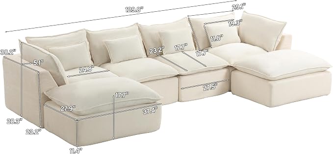 Boneless Couch Sectional Cloud Couch 130'' Oversized Modular Sectional Sofa - Image 2