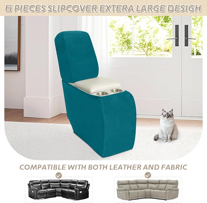 Arfntevss Sectional Recliner Couch Covers Velvet Corner Sectional Sofa Cover - Image 3