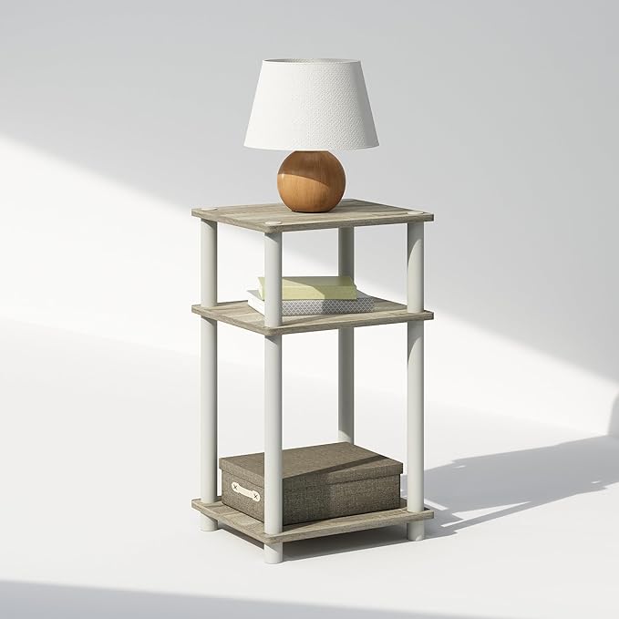 Furinno Just 3-Tier Turn-N-Tube Open Storage Nightstand, Plastic Poles - Image 3