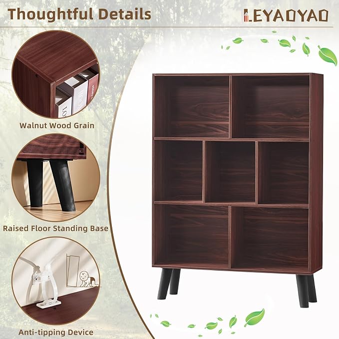 LEYAOYAO 7 Cube Bookshelf 3-Tier Bookcase - Image 5