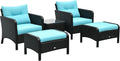 Outsunny 5 Pieces Rattan Wicker Lounge Chair Outdoor Patio Conversation Set by Outsunny