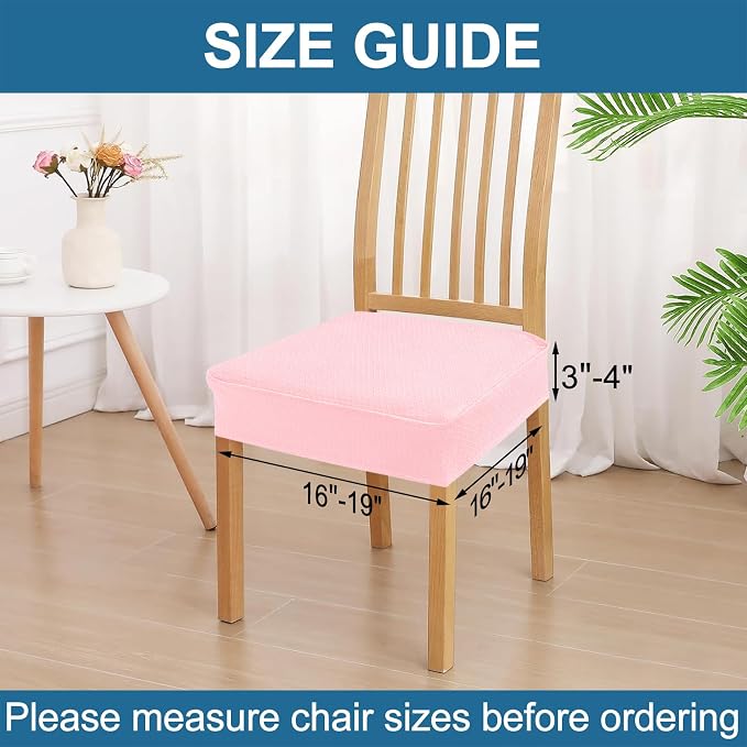 Smiry Waterproof Seat Covers for Dining Room Chairs Set of 8, Stretch Jacquard - Image 2