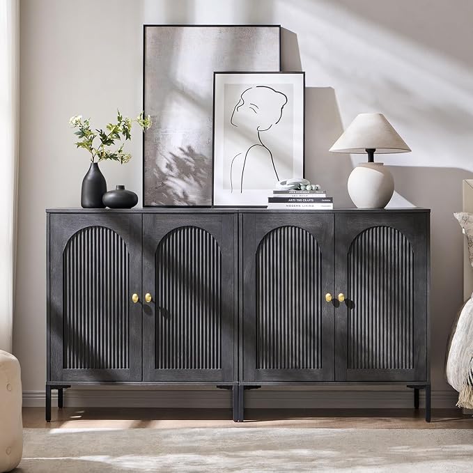IFBUY Modern Sideboard Buffet Cabinet, 61.75" W Fluted Arched Buffet Cabinet - Image 8