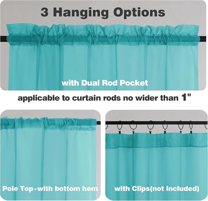 Chyhomenyc Turquoise Sheer Curtains 120 Inches Long - Image 6
