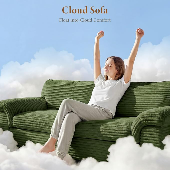 Vesgantti 118" Modular Sectional Couch, Comfy Corduroy Upholstered Cloud Couches - Image 3