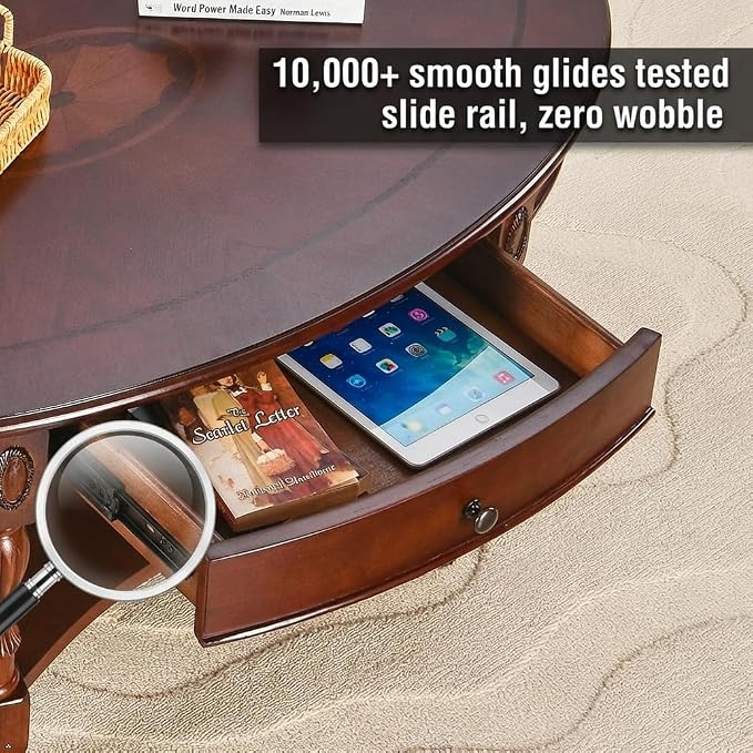 LEEMTORIG Oval Coffee Table for Living Room, Cherry Solid Wood Coffee Table - Image 5