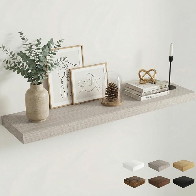 Dreamland Large Floating Shelves, 12 inch Deep Wall Shelves, Rustic Wood by Dreamland