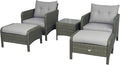 Outsunny 5 Pieces Rattan Wicker Lounge Chair Outdoor Patio Conversation Set by Outsunny