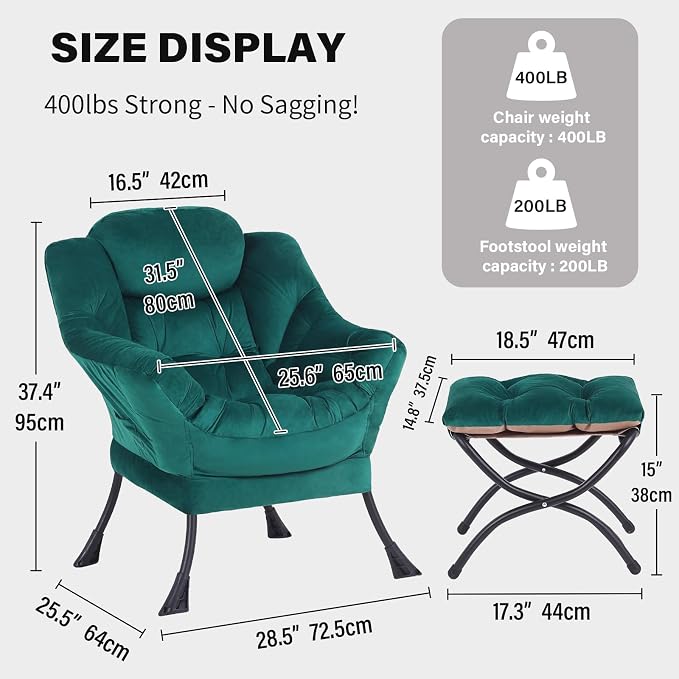 Tiita Lazy Chair with Ottoman, Comfy Leisure Sofa Armchair with Ottoman - Image 2
