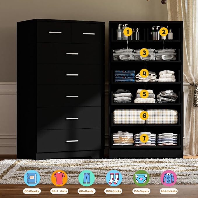 FJTJBSI 47.3" Tall Dresser for Bedroom Chests of Drawers - Image 6