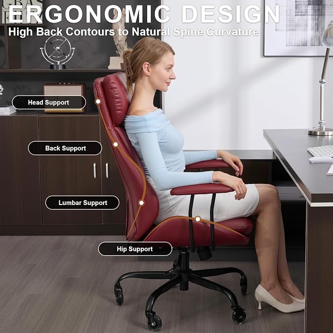E-Motie Office Chair, Leather Desk Chair - Image 3