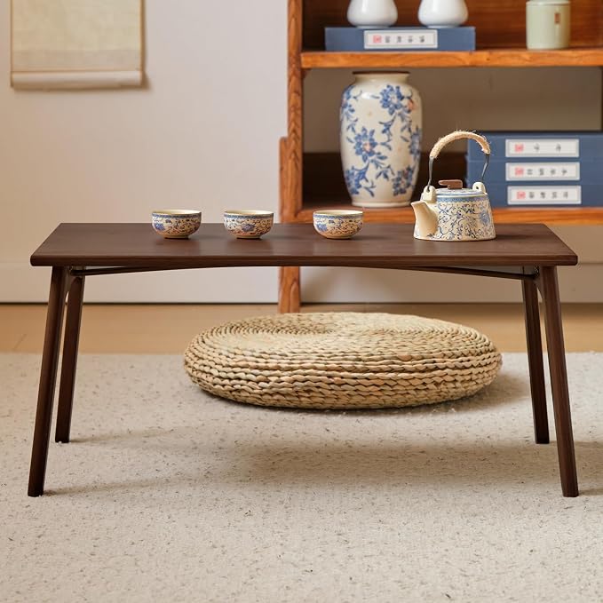 Bamboo Folding Coffee Table, Japanese Low Desk, No Assembly Portable Furniture - Image 2