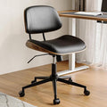 Armless Office Chair with Wheels, PU Leather Adjustable Height Desk Chair by BERYTH