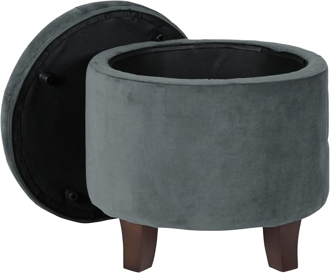 Homepop Home Decor | Upholstered Round Velvet Tufted Foot Rest Ottoman | Ottoman - Image 7