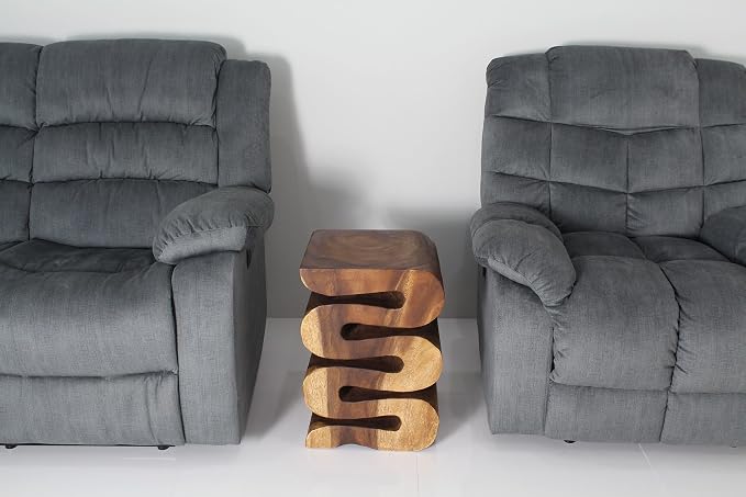 Haussmann Wood Wave Verve Accent Snake End Table 14x14x20 in H, Walnut Oil - Image 4