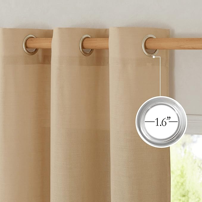 NICETOWN Semi Sheer Linen Burlap Curtains - Image 3