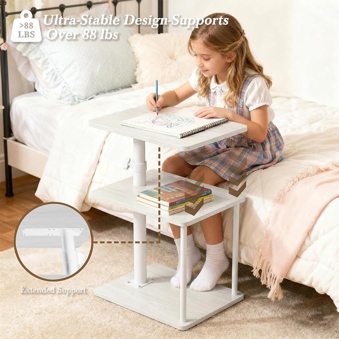 Faesun 360° Swivel Side Table for Height Adjustable, C Shaped End Table for - Image 3