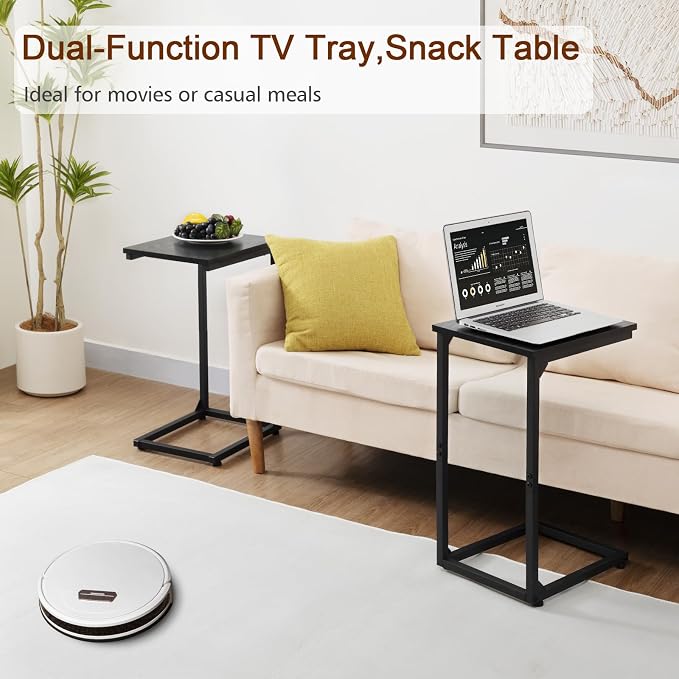 AMHANCIBLE C Shaped Side Table, End Tables Living Room Set of 2, Slide Under - Image 8