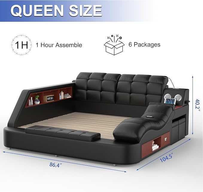 AF ARTISAN FURNITURE Queen Size Smart Multifuncional Bed Frame - Image 2
