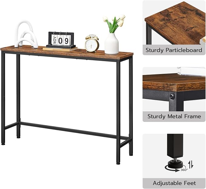 HOOBRO Narrow Console Table, 39.4" Small Entryway Table, Thin Sofa Table - Image 7