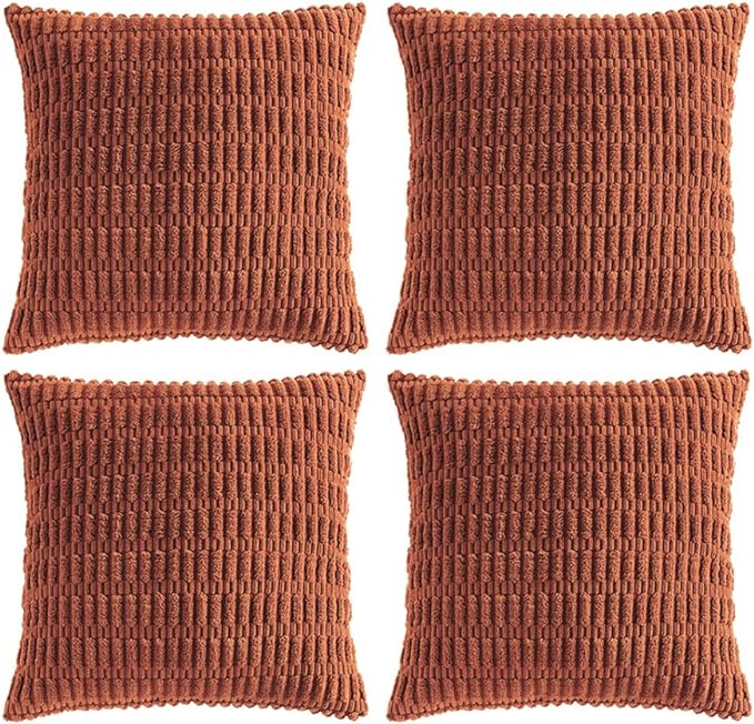 Fancy Homi 4 Packs Rust Decorative Throw Pillow Covers 16x16 Inch by Fancy+Homi