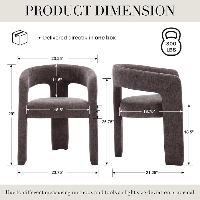 Modern Chenille Barrel Dining Chair Upholstered Fabric Dining Room Chair - Image 2
