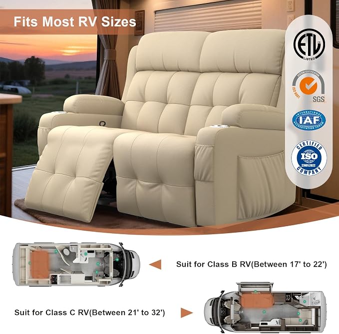 Home Theater Seating Loveseat Recliner Sofa, Wall-Hugger Reclining Couch - Image 4