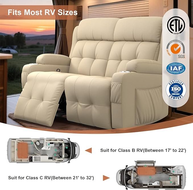 RV Loveseat Recliner Sofa, Wall Hugger Recliners - Image 5