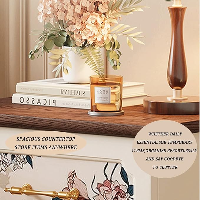 Vintage-Print New Chinese-Style Bedside Table, Office/Bedroom/Living Room - Image 6