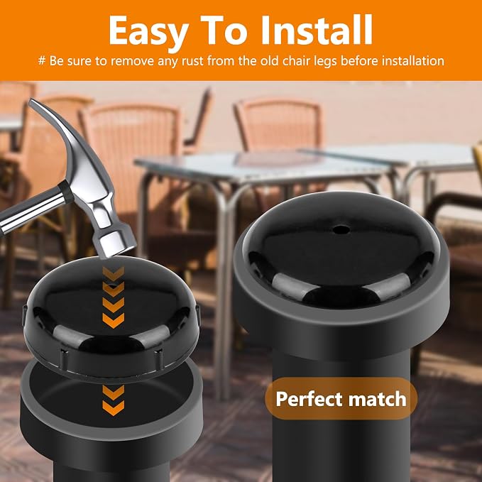 24-Pack Wrought Iron Patio Furniture Feet Caps 1-1/2 Inch Plastic Outdoor Patio - Image 11