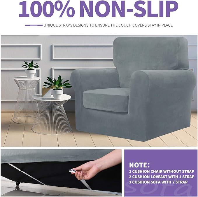 ZNSAYOTX Luxury Velvet Couch Cover 4 Piece Stretch Sofa Covers - Image 5