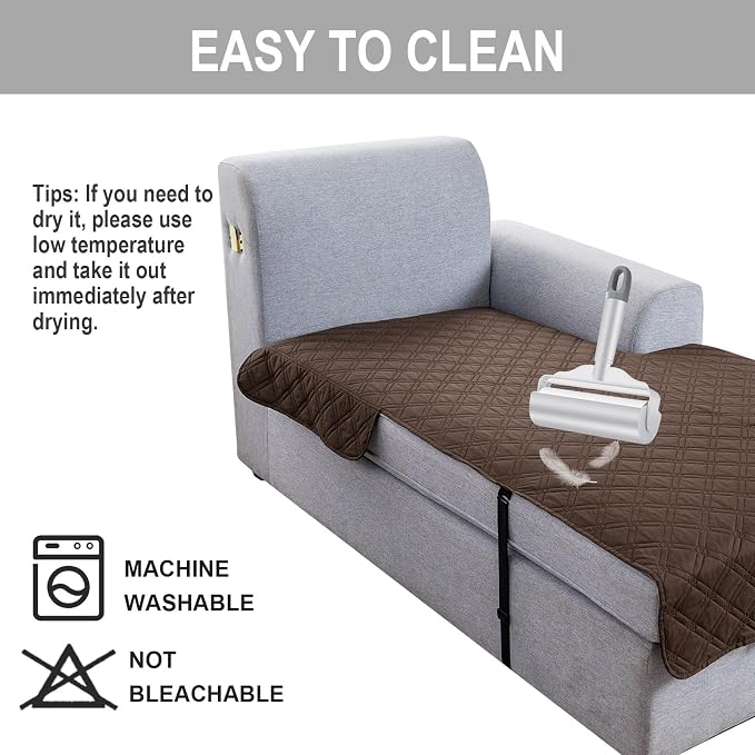 Genina L Shape Couch Cover, Sectional Couch Chaise Covers, Waterproof Washable - Image 6