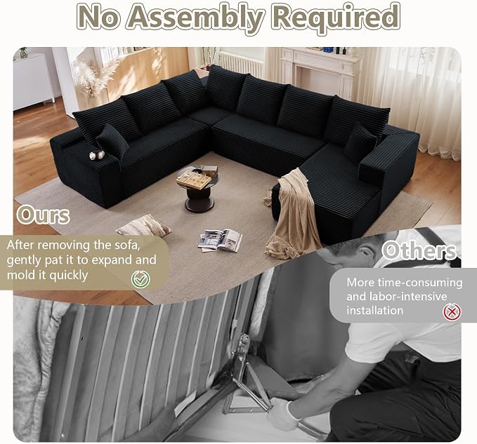 Cloud Sectional Couch with L-Shape Chaise, Modern Modular Comfy Sofa with Deep - Image 4