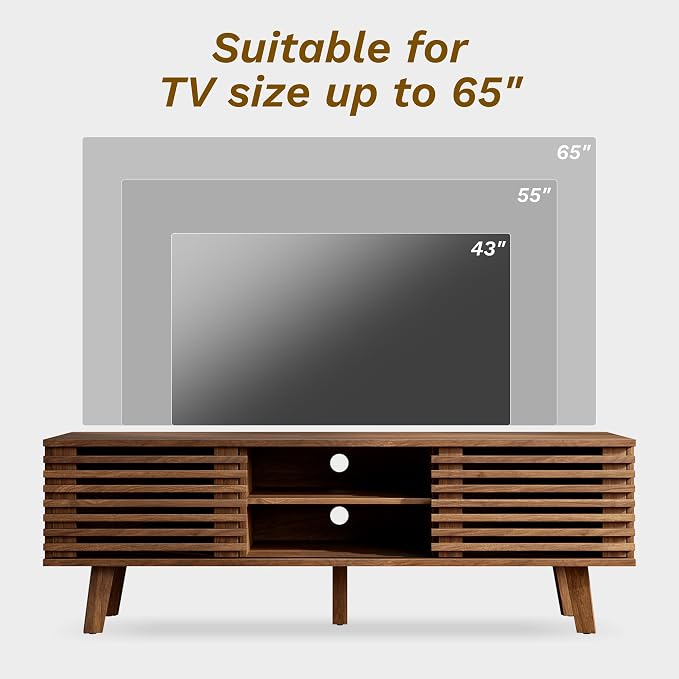 Furniway Living Room Table Sets of 2, Mid Century Coffee Table and TV Stand - Image 6