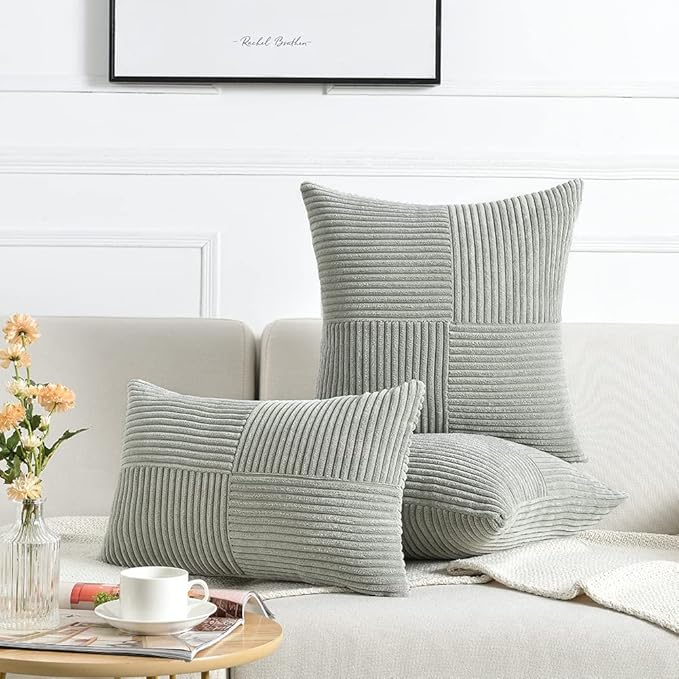 Fancy Homi 2 Packs Grey Samll Decorative Throw Pillow Covers 12x12 Inch - Image 6