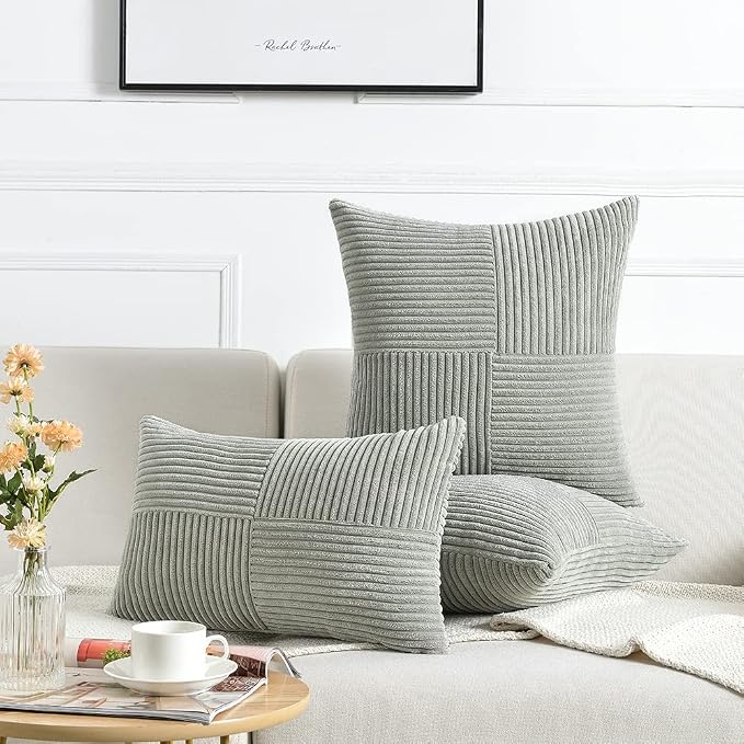 Fancy Homi 2 Packs Grey Decorative Throw Pillow Covers 18x18 Inch - Image 6