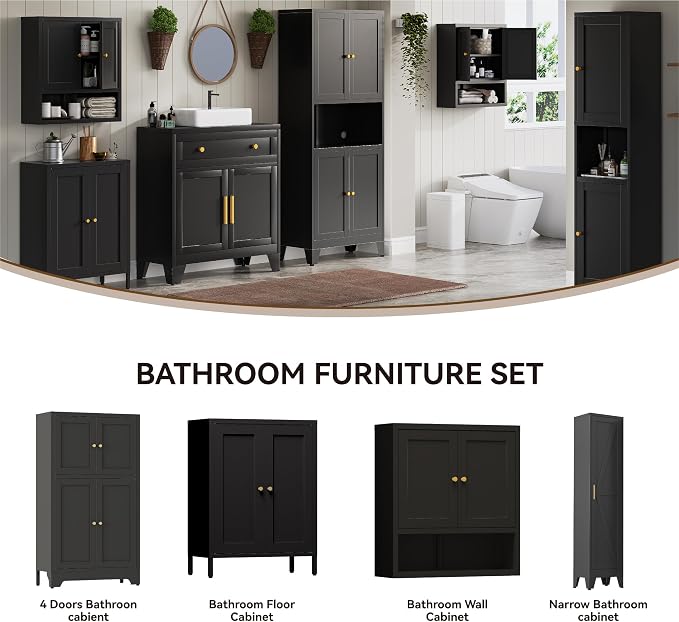 YAUWOH Bathroom Floor Cabinet, Metal Storage Cabinet - Image 6